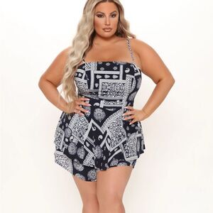 NWT Fashion Nova Paisley Desires Romper - Navy